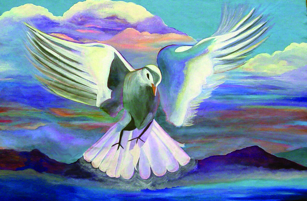 Dove of Church on a Hill, a mural from the church