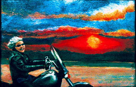 Woman riding a motorcycle