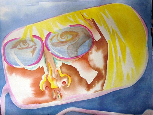 Abstract Eyes in Rear view Mirror